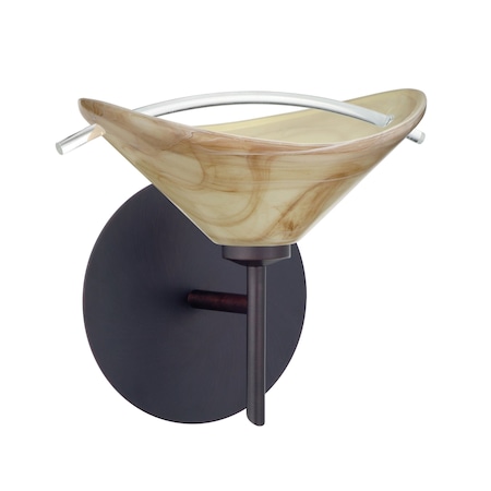 Besa Lighting Hoppi Mini Sconce, Mocha/Clear, Bronze Finish, 1x5W LED 1SW-181305-LED-BR
